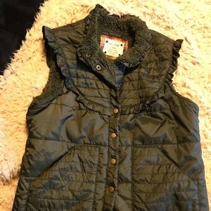 Free People Army Green Fleece Lined Sweater Vest M